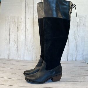 Lucky Brand Black Suede and Leather Komen Knee Boots